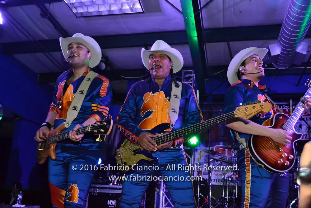 Band performing under purple lighting